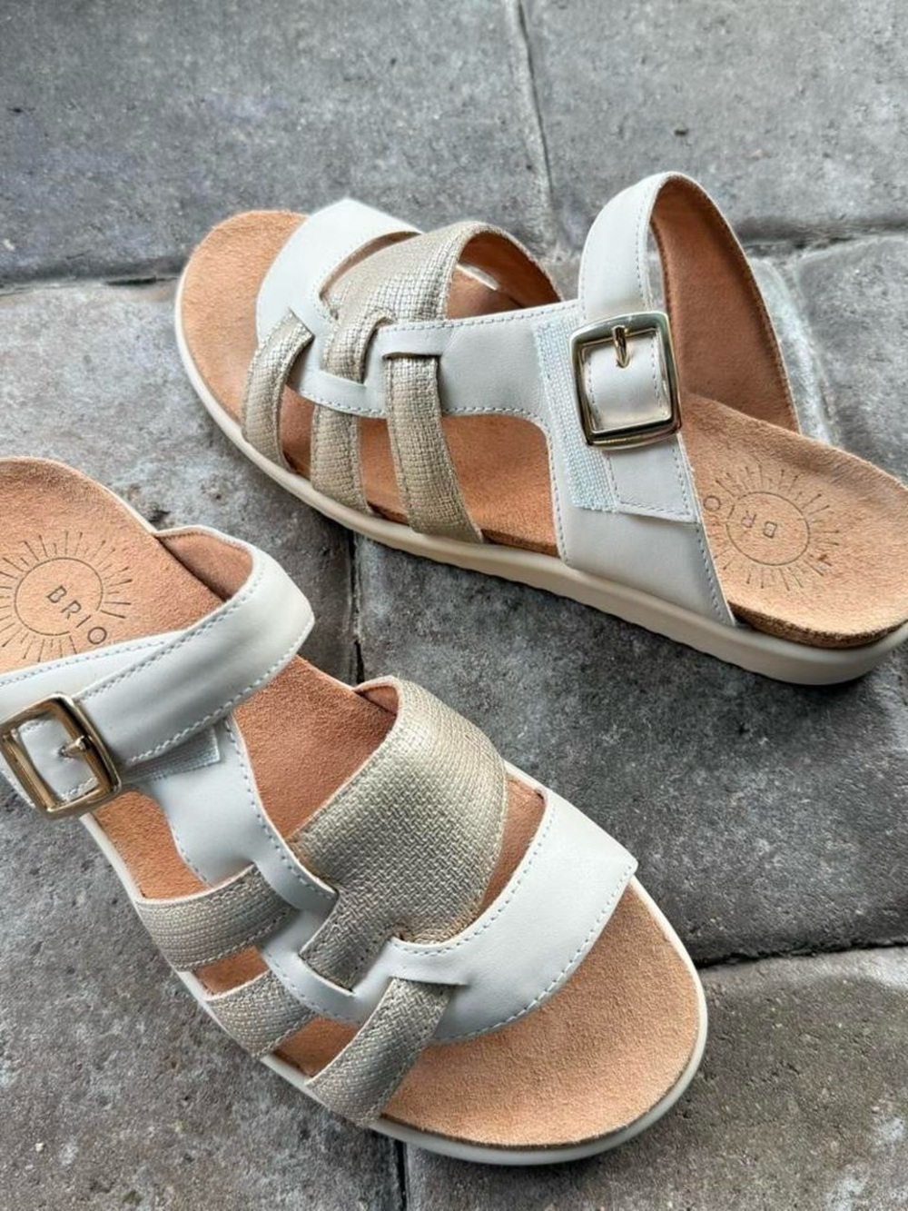 BRIOSO Women's Strappy Leather Slide Sandals